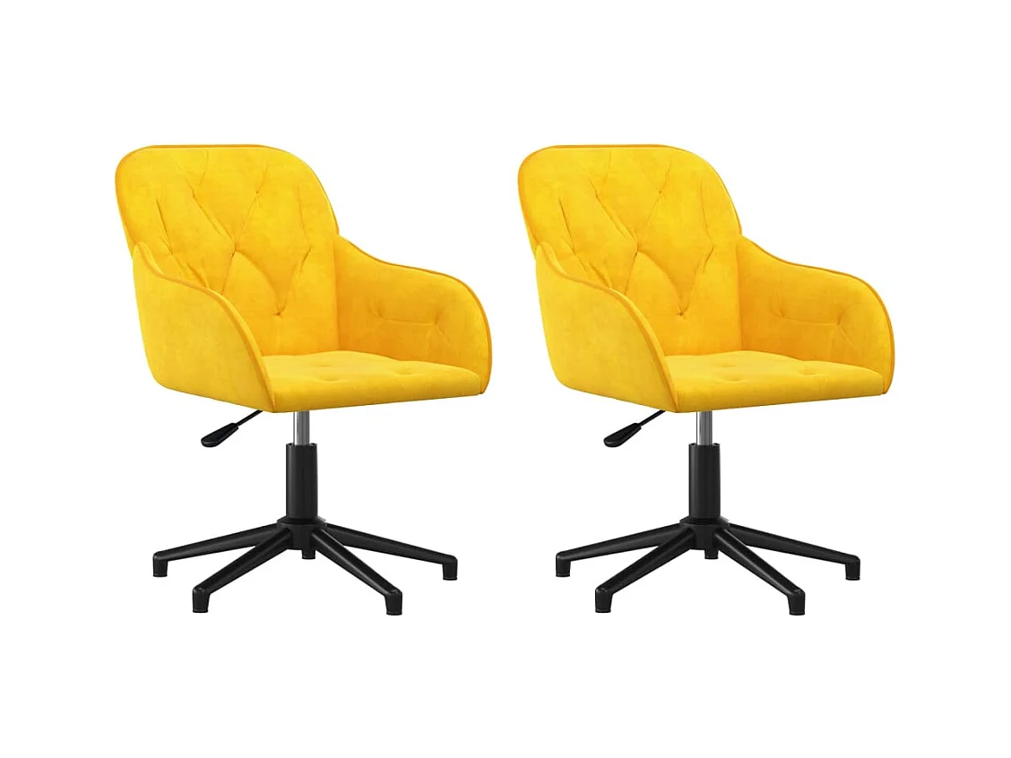 Lot de 2 Chaises pivotantes à manger Jaune Velours FR31332