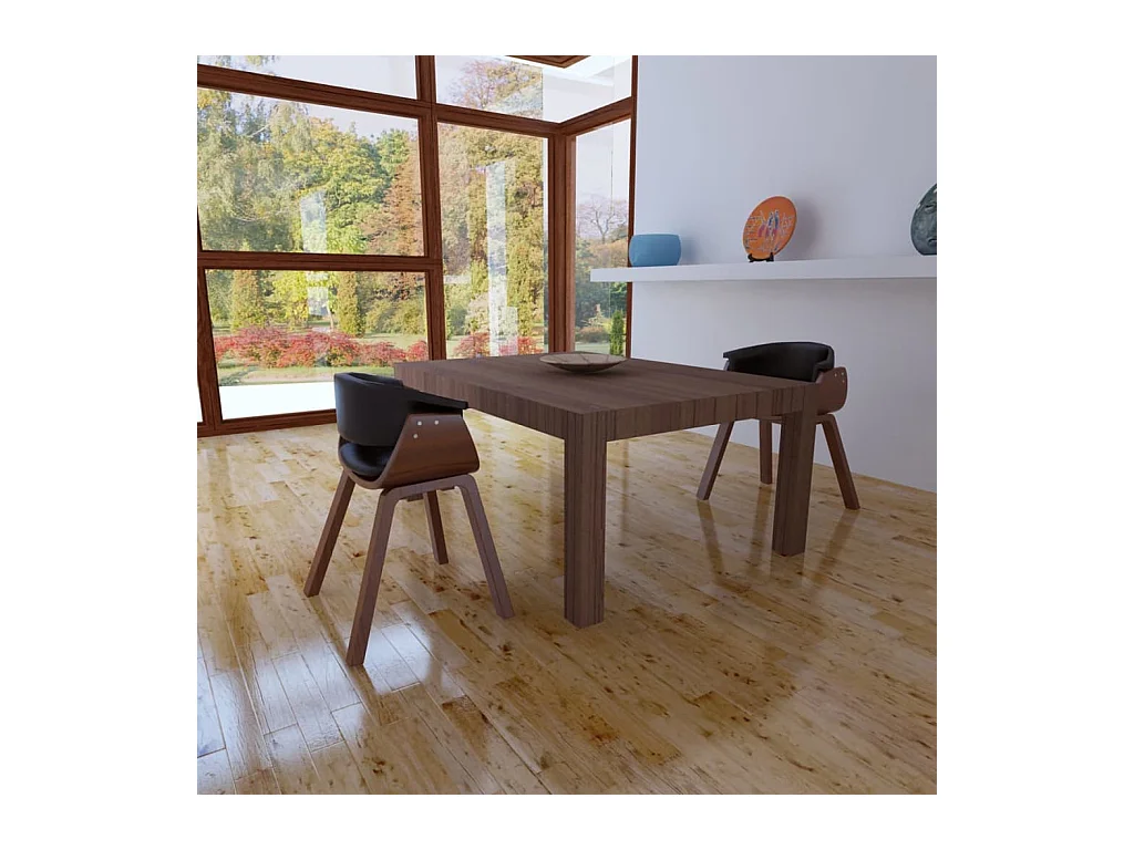 Lot de 2 Chaises à manger bois courbé et similicuir FR58849