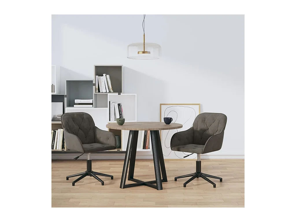 Lot de 2 Chaises pivotantes à manger Gris foncé Velours FR82949