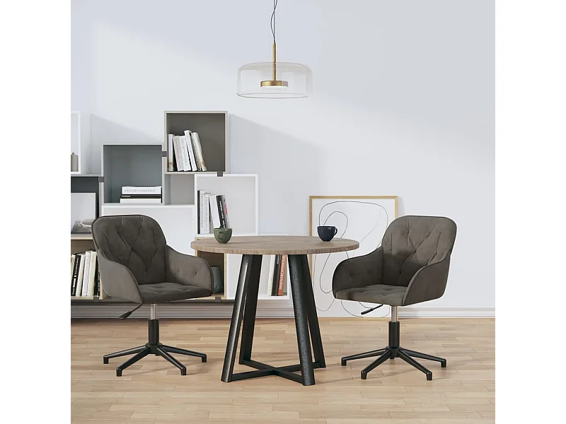 Lot de 2 Chaises pivotantes à manger Gris foncé Velours FR82949