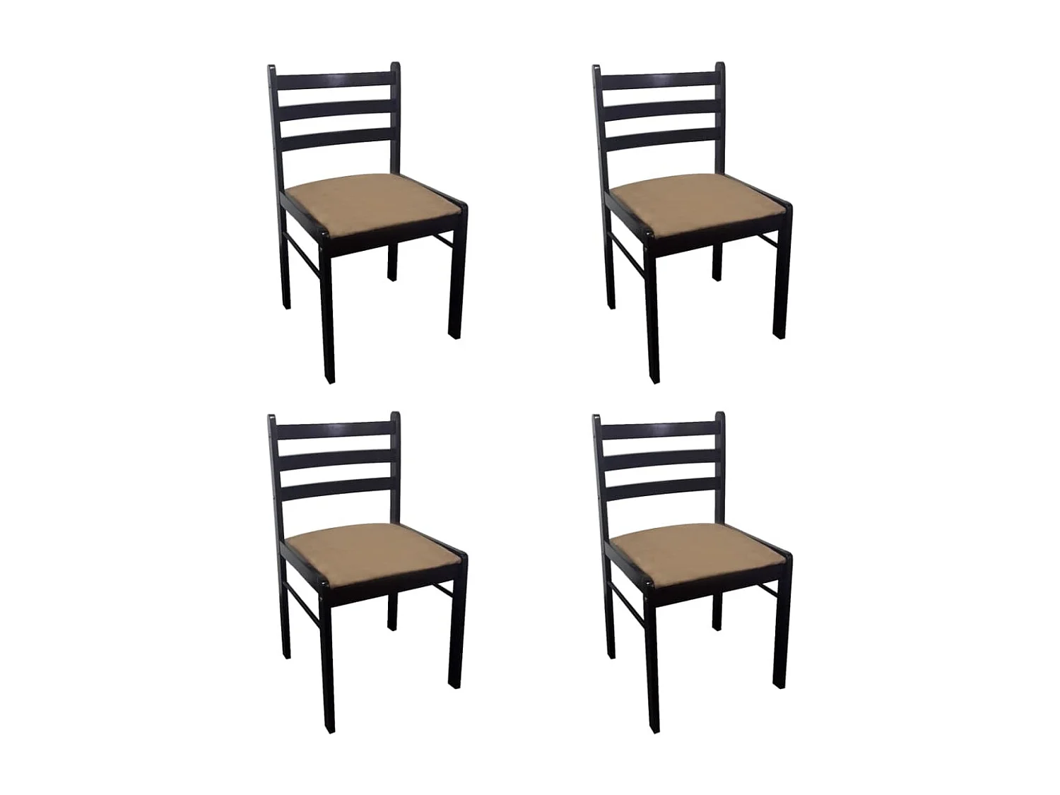 Lot de 4 Chaises à manger marron hévéa solide et velours FR40158