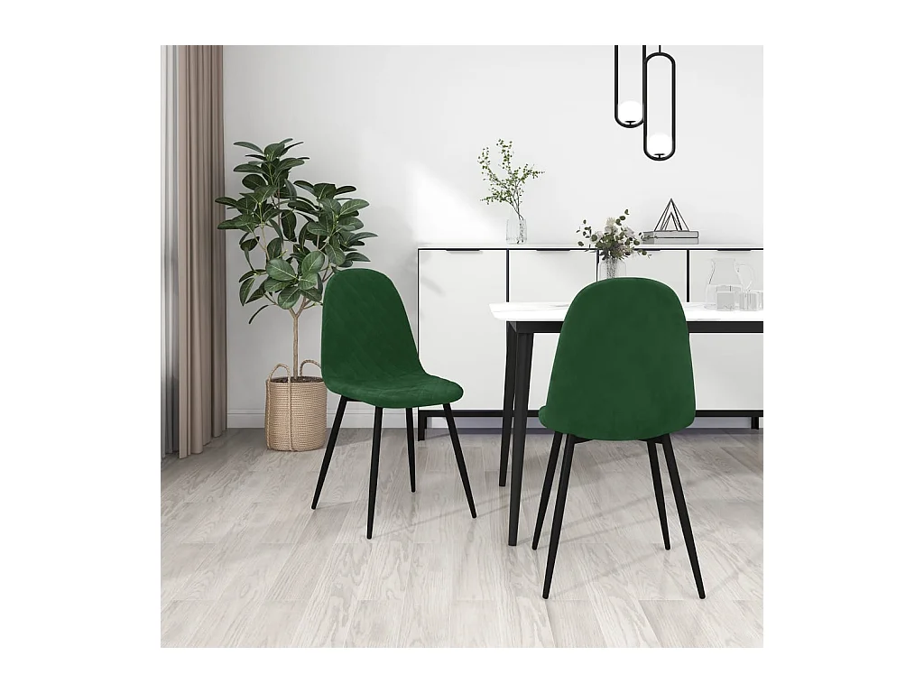 Lot de 2 Chaises à manger Vert foncé Velours FR96169