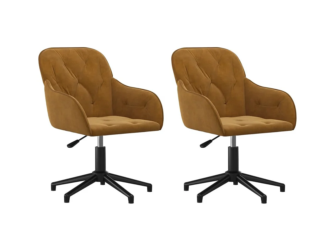Lot de 2 Chaises pivotantes à manger Marron Velours FR46636