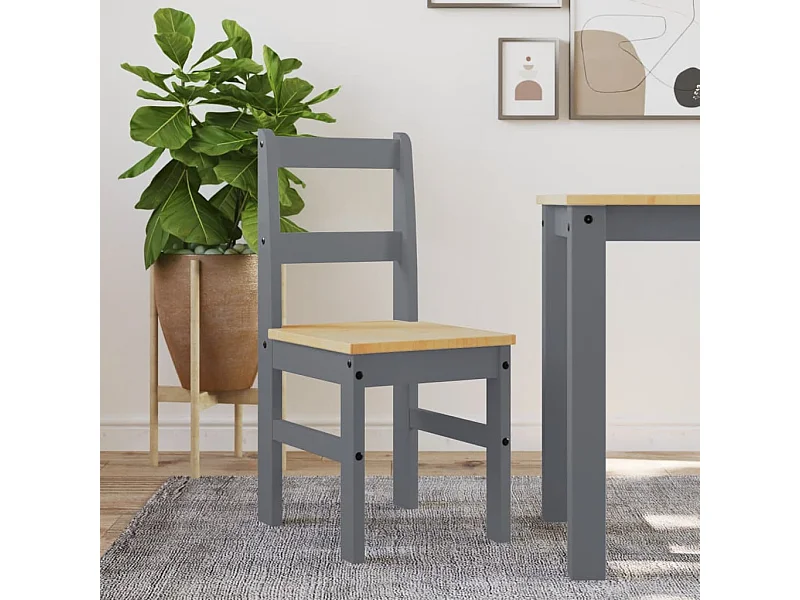 Juego de 2 Sillas de comedor Panama madera pino gris 40x46x90 cm ES499884
