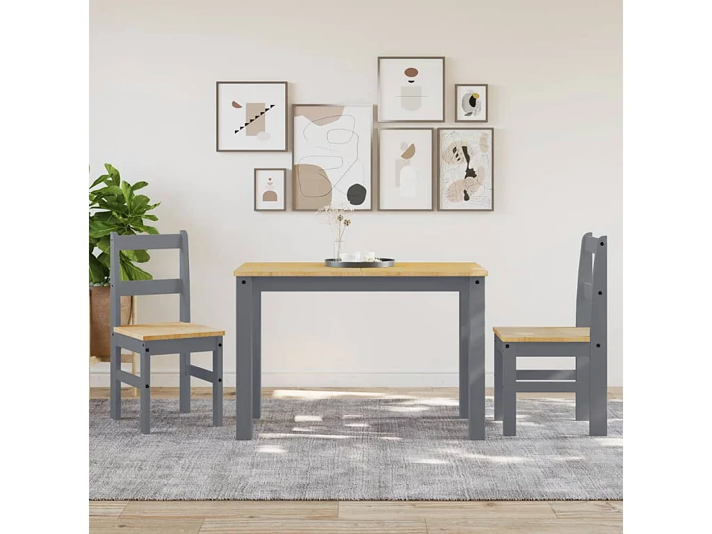 Eetkamerstoelen 2 st Panama 40x46x90 cm grenenhout grijs BE406923