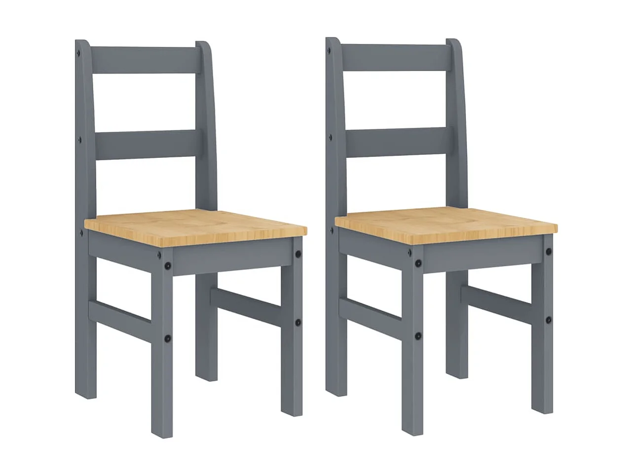 Lot de 2 Chaises à manger Panama gris bois massif de pin FR75693