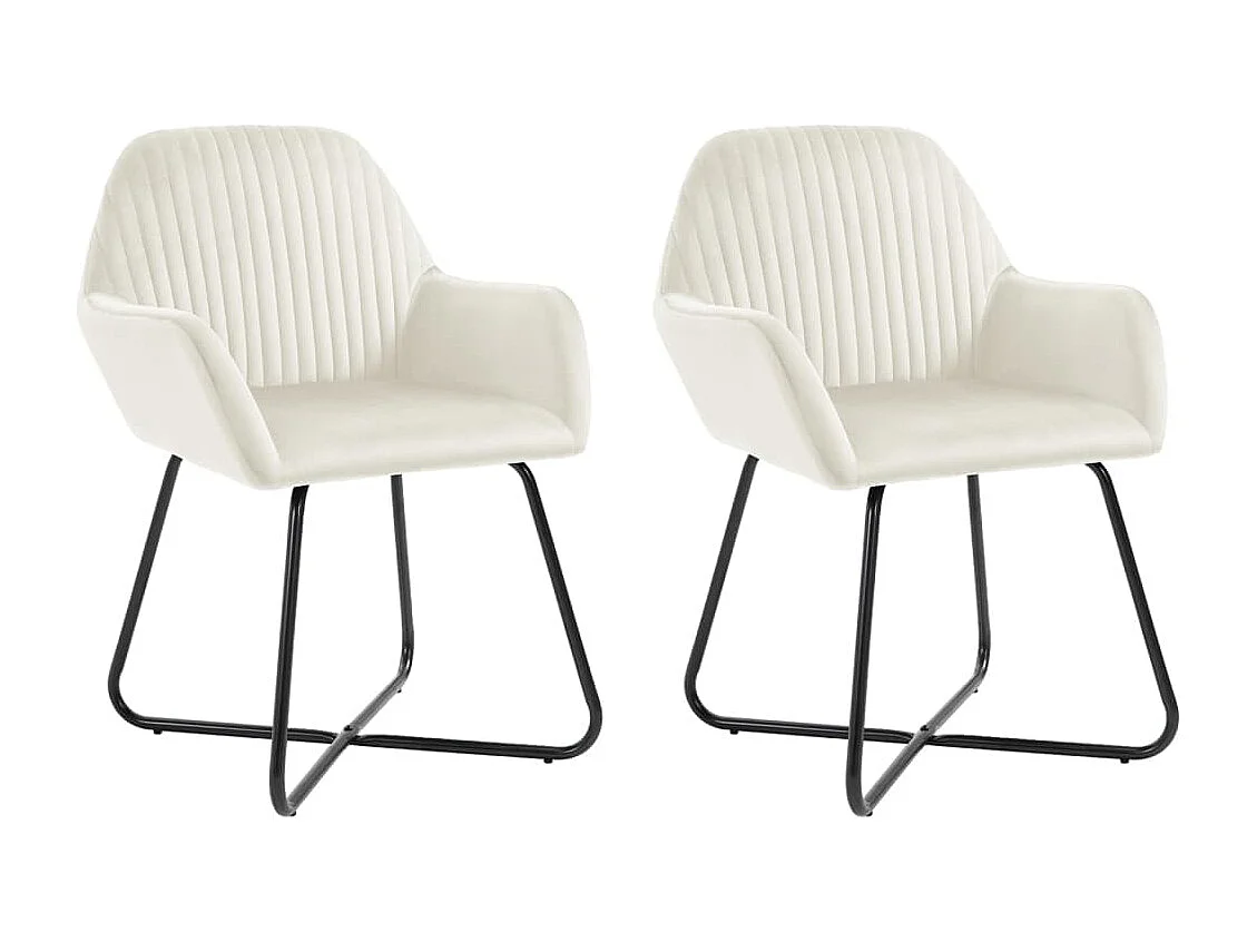 Lot de 2 Chaises à manger Crème Velours FR23745