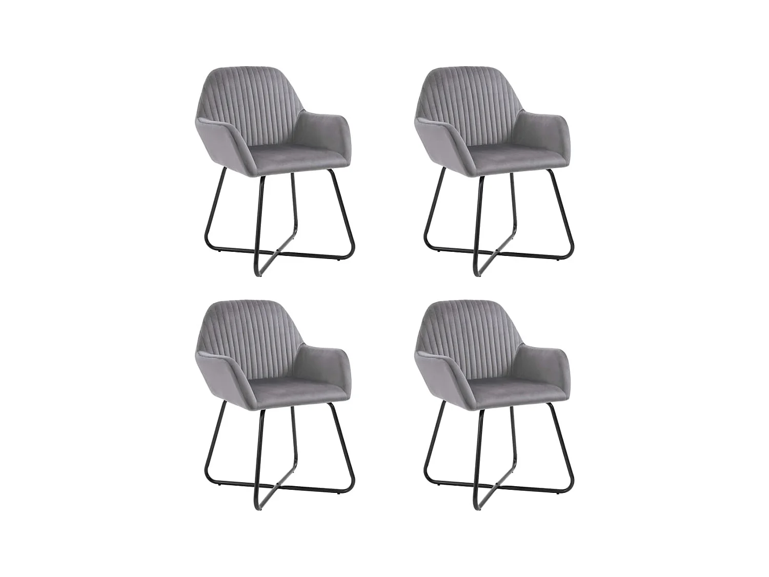 Lot de 4 Chaises à manger gris velours FR45945