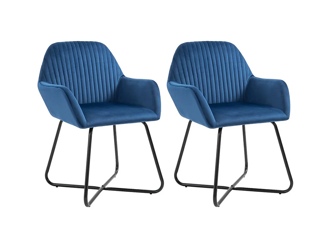 Lot de 2 Chaises à manger Bleu Velours FR92533