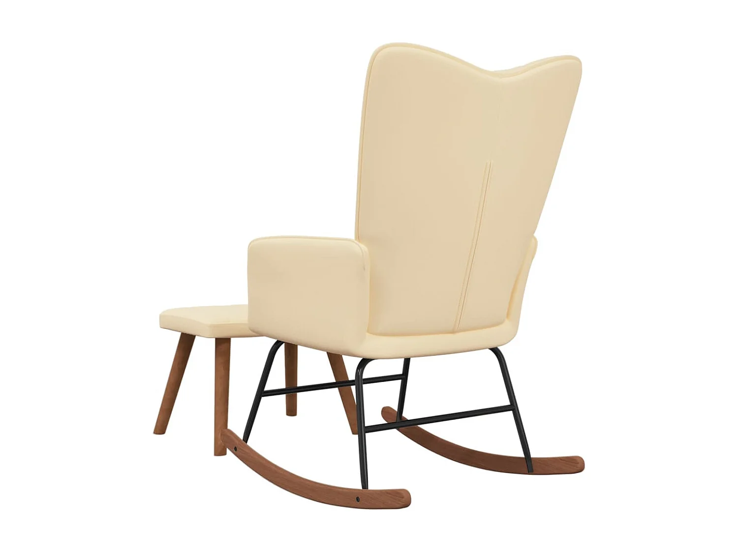 Chaise à bascule avec repose-pied Blanc crème Velours FR92576