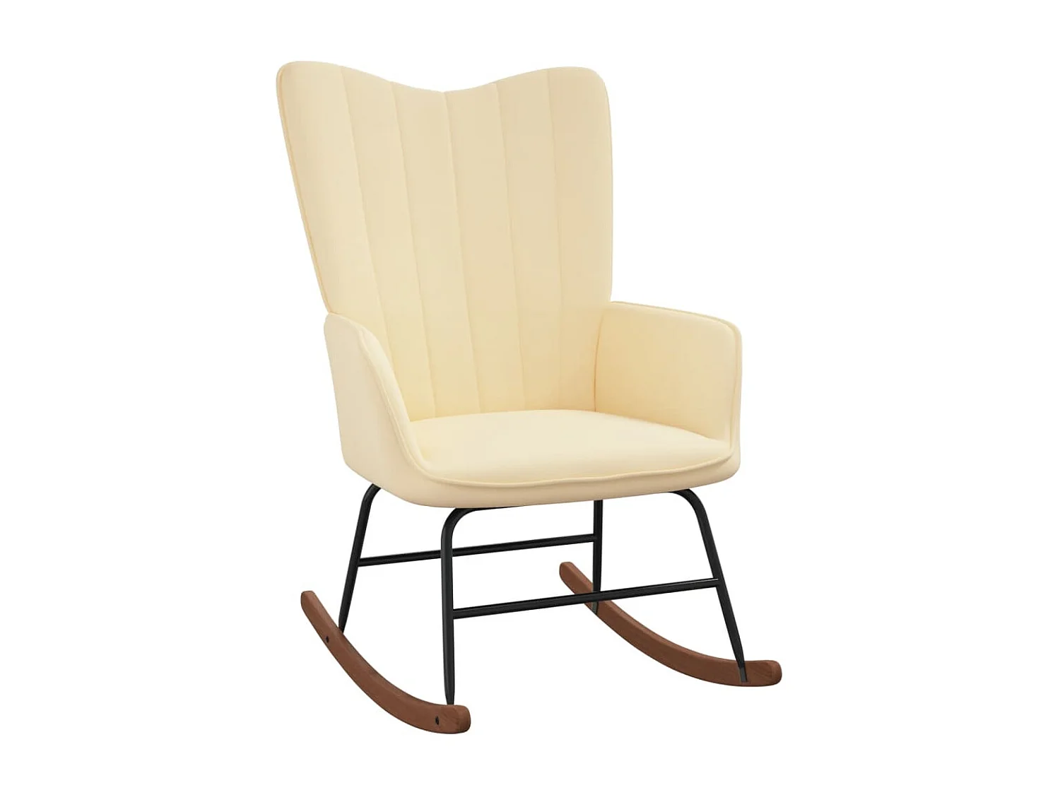 Chaise à bascule avec repose-pied Blanc crème Velours FR92576