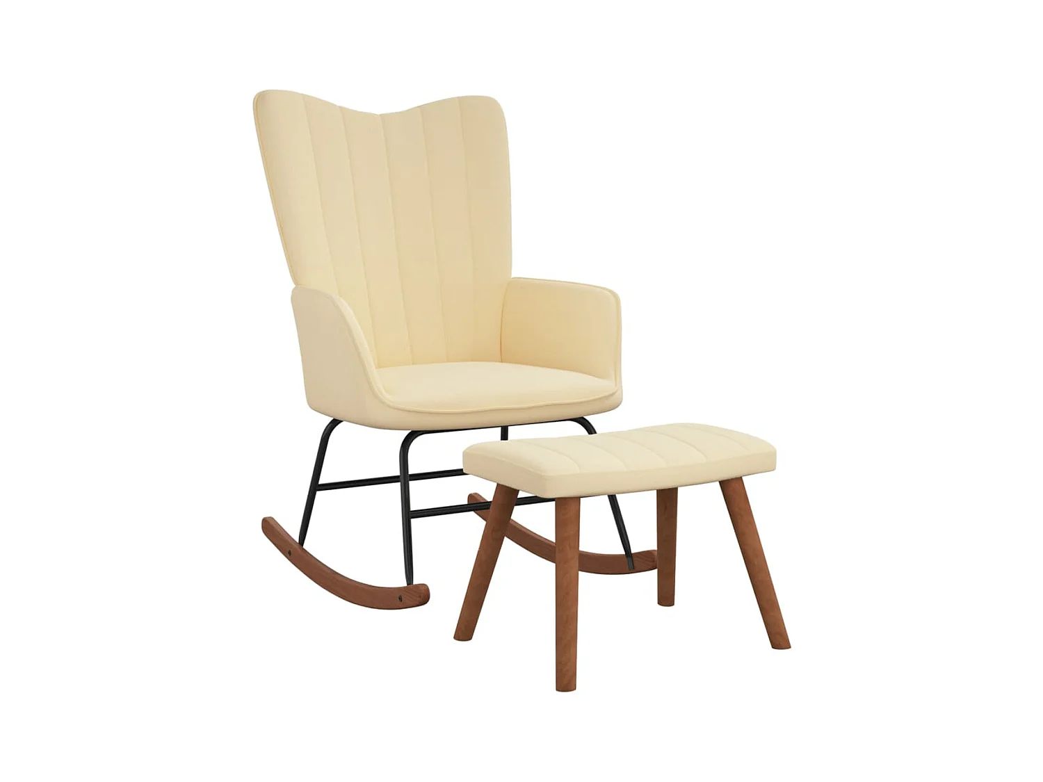 Chaise à bascule avec repose-pied Blanc crème Velours FR92576