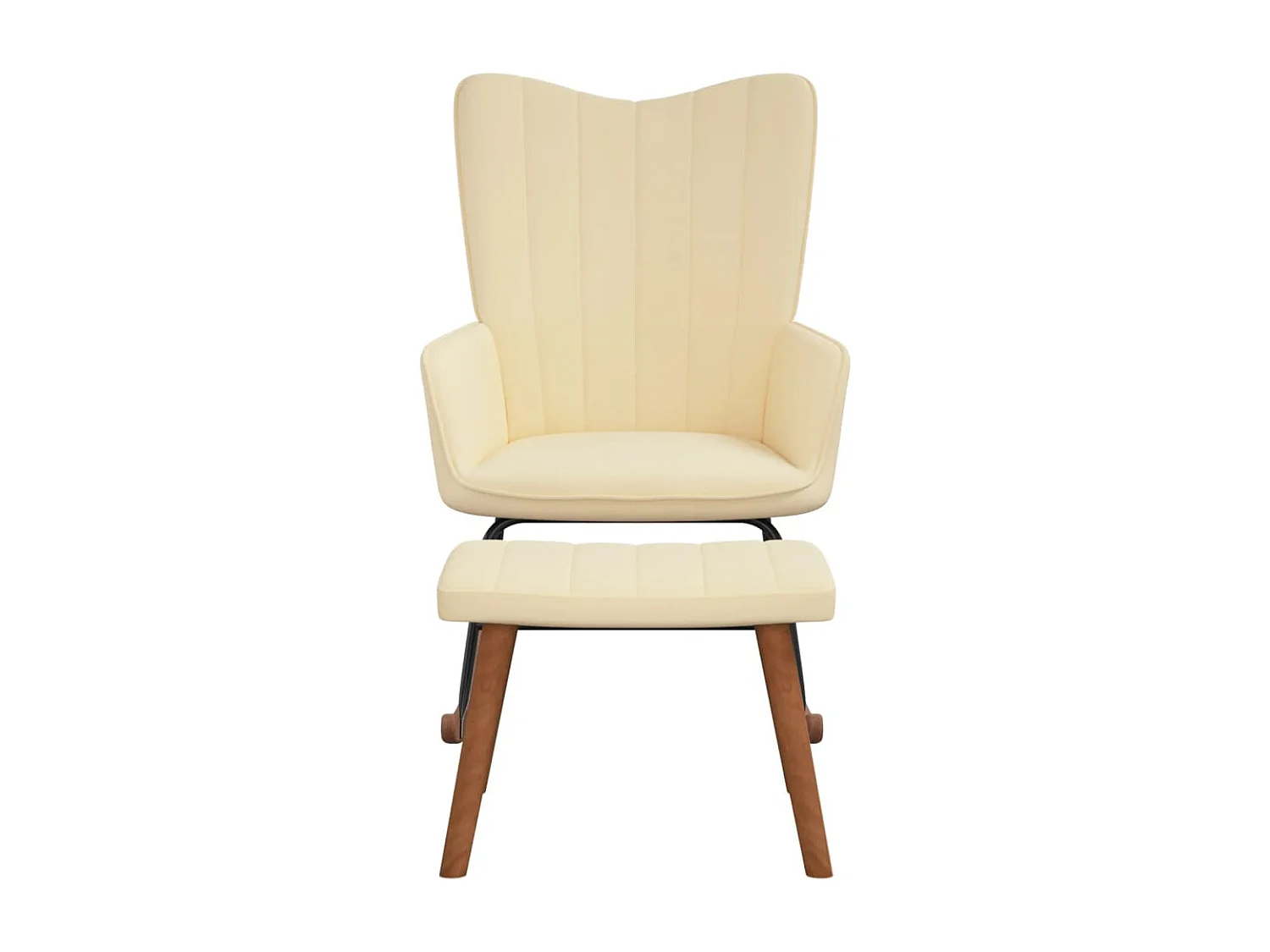 Chaise à bascule avec repose-pied Blanc crème Velours FR92576