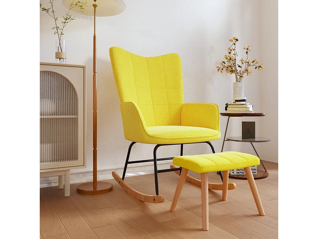 Chaise à bascule avec tabouret Jaune moutarde Tissu FR99189