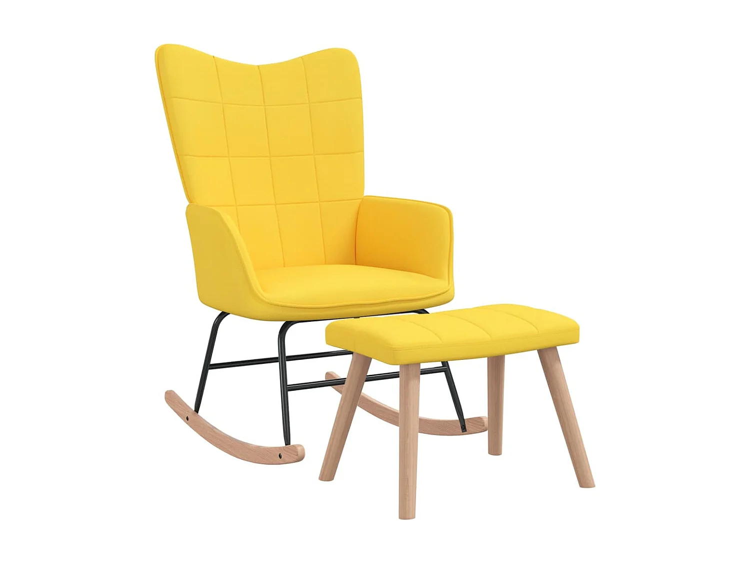 Cadeira de baloiço com banco tecido amarelo mostarda PT995479