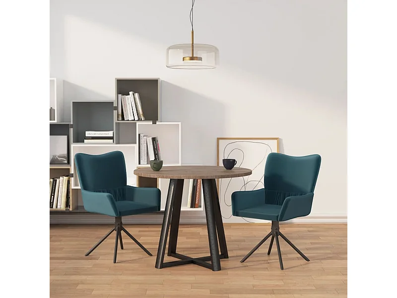 Eetkamerstoelen draaibaar 2 st fluweel blauw BE651025