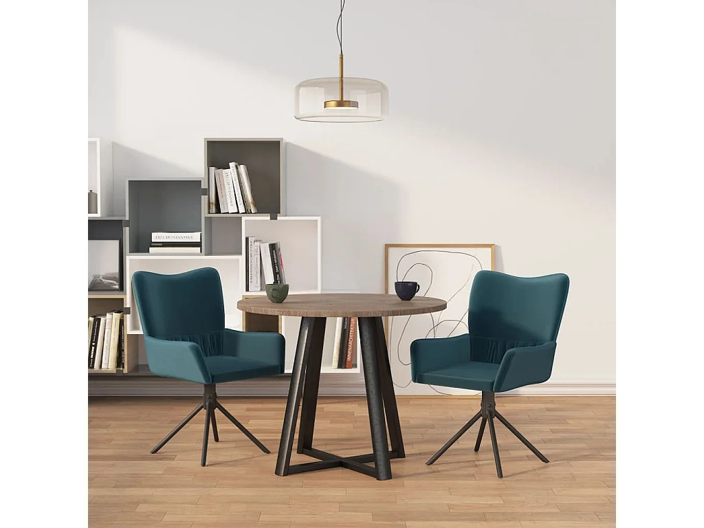 Lot de 2 Chaises pivotantes à manger Bleu Velours FR38670