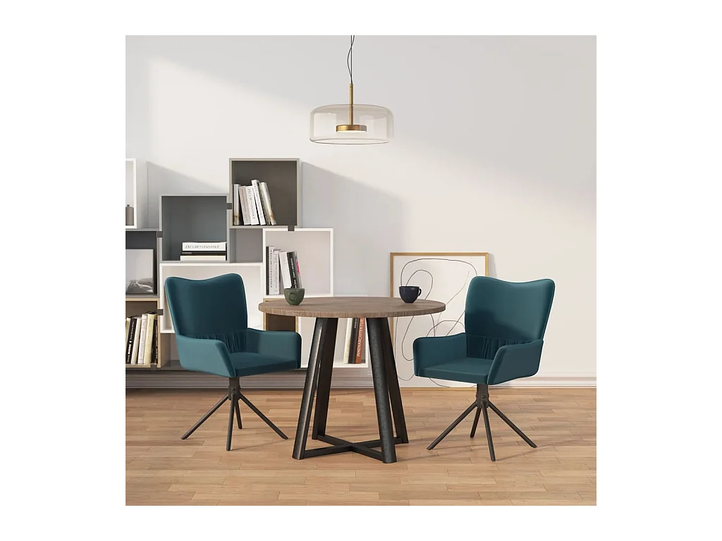 Lot de 2 Chaises pivotantes à manger Bleu Velours FR38670