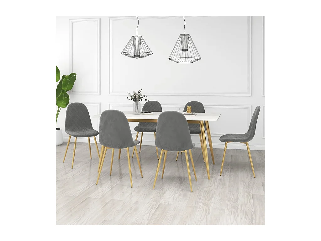 Lot de 6 Chaises à manger gris clair velours FR23514