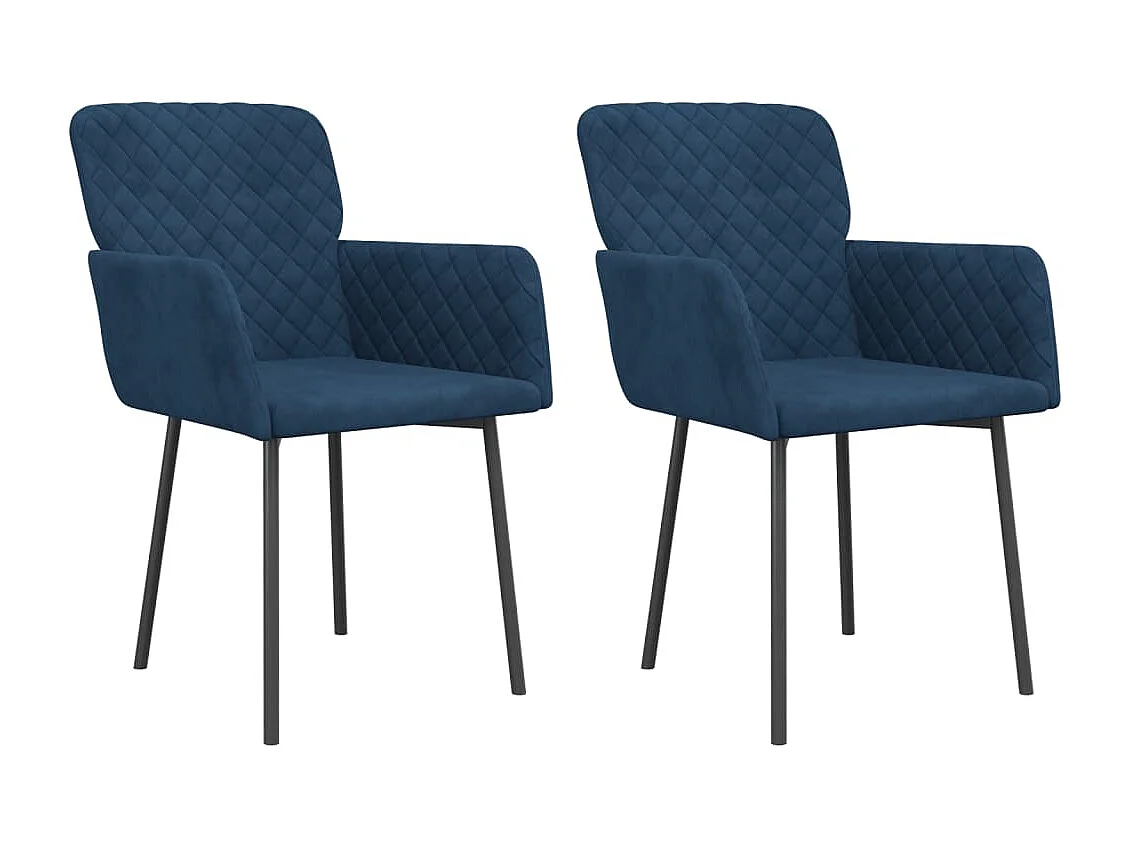 Lot de 2 Chaises à manger Bleu Velours FR49017