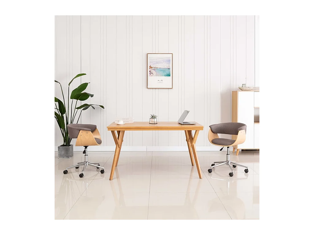 Chaise pivotante de salle à manger Taupe Bois courbé et tissu FR58592