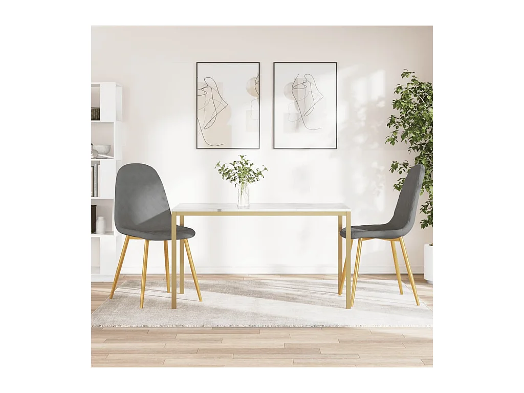 Lot de 2 Chaises à manger Gris clair Velours FR42844