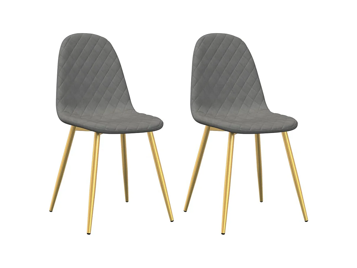 Lot de 2 Chaises à manger Gris clair Velours FR42844