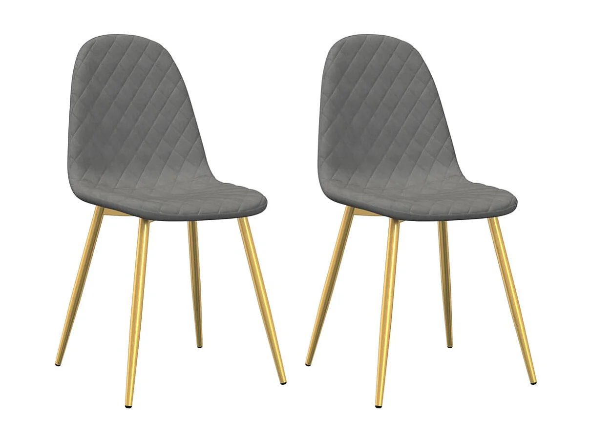 Lot de 2 Chaises à manger Gris clair Velours FR42844