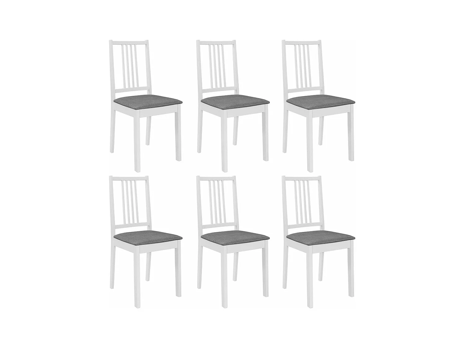 Lot de 6 Chaises à manger avec coussins blanc bois solide FR52231