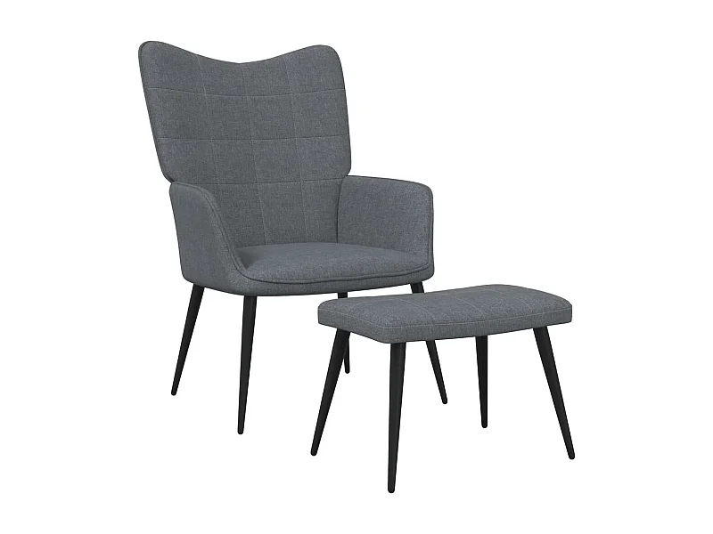 Chaise de relaxation avec tabouret Gris foncé Tissu FR12714