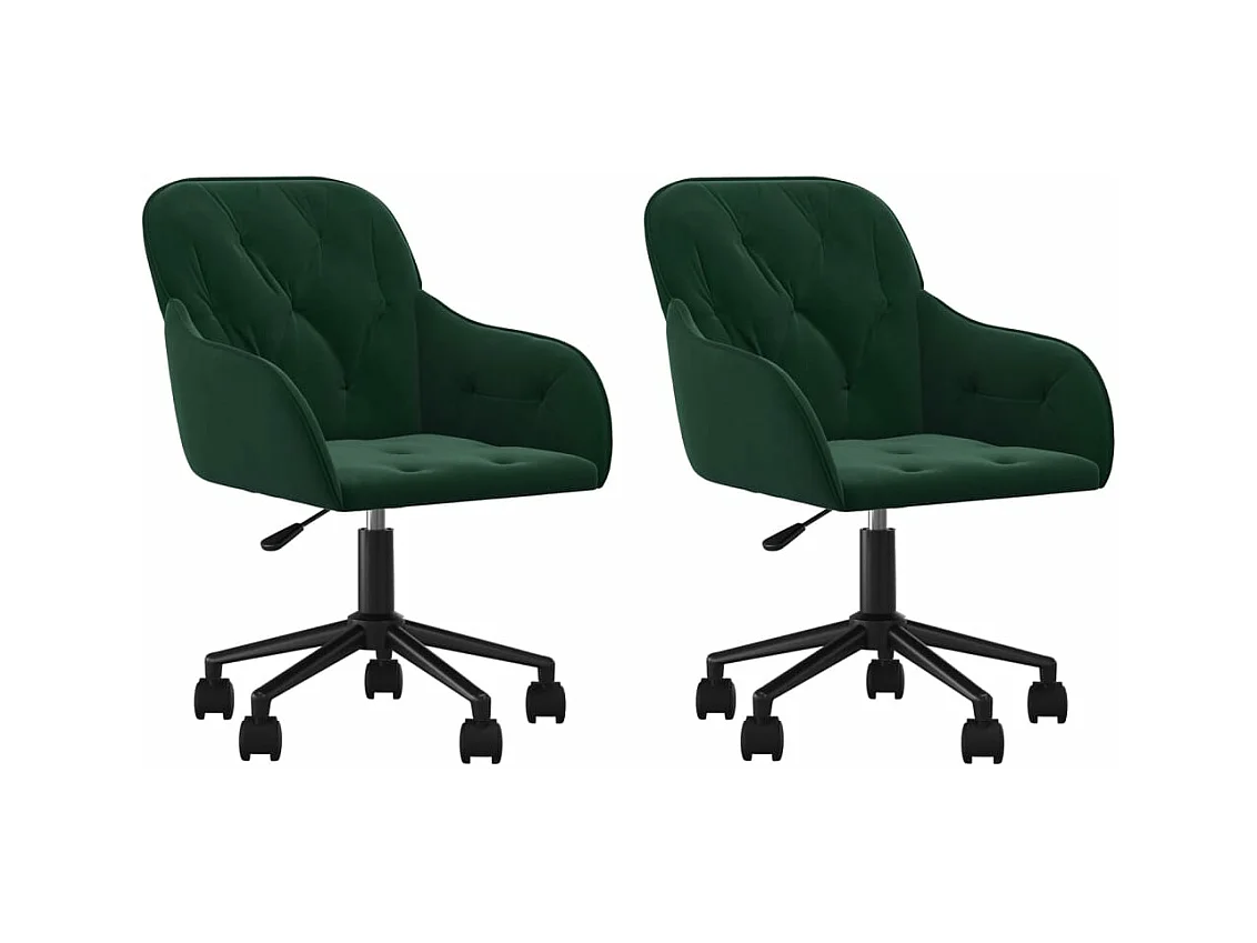 Lot de 2 Chaises pivotantes à manger Vert foncé Velours FR45120