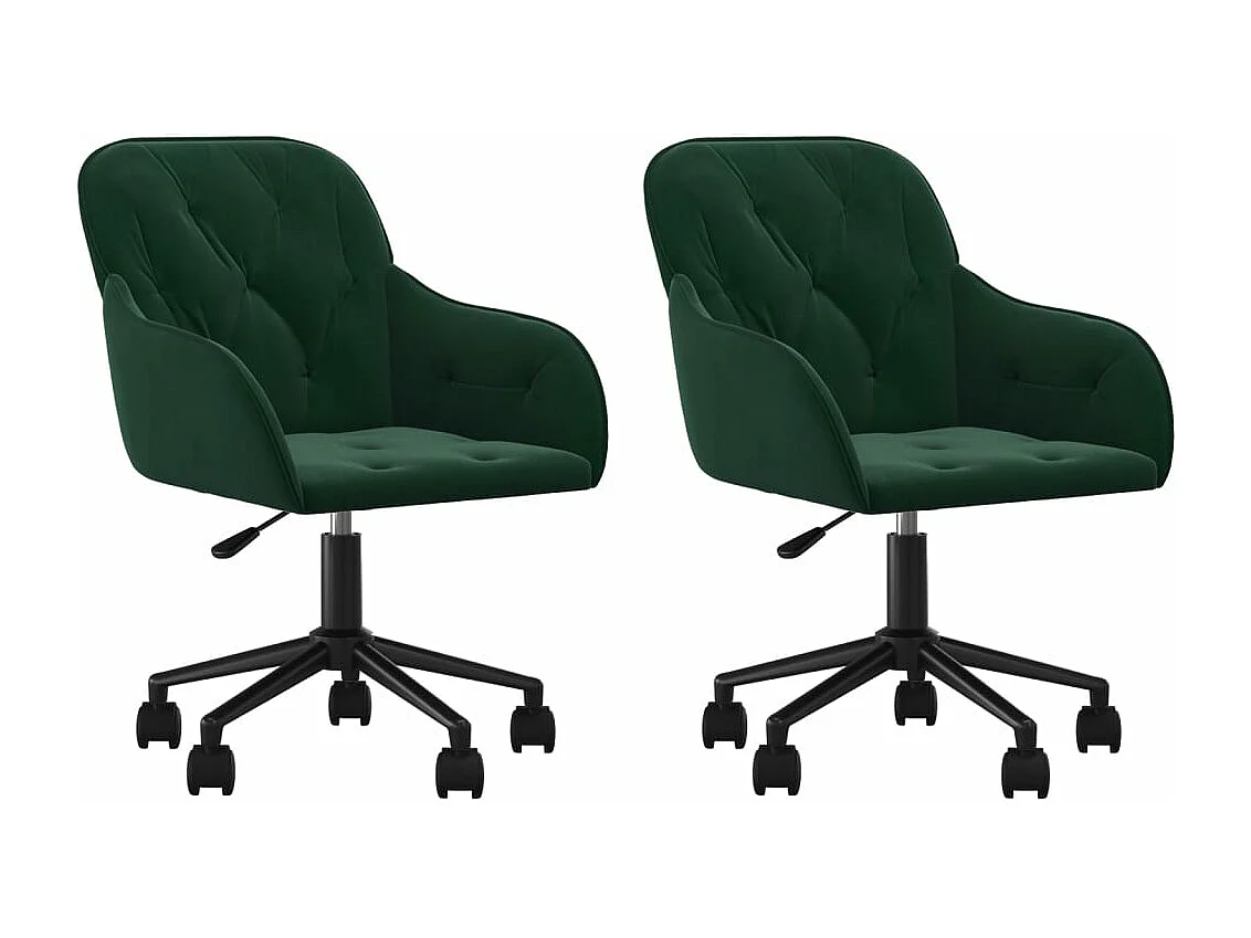 Lot de 2 Chaises pivotantes à manger Vert foncé Velours FR45120