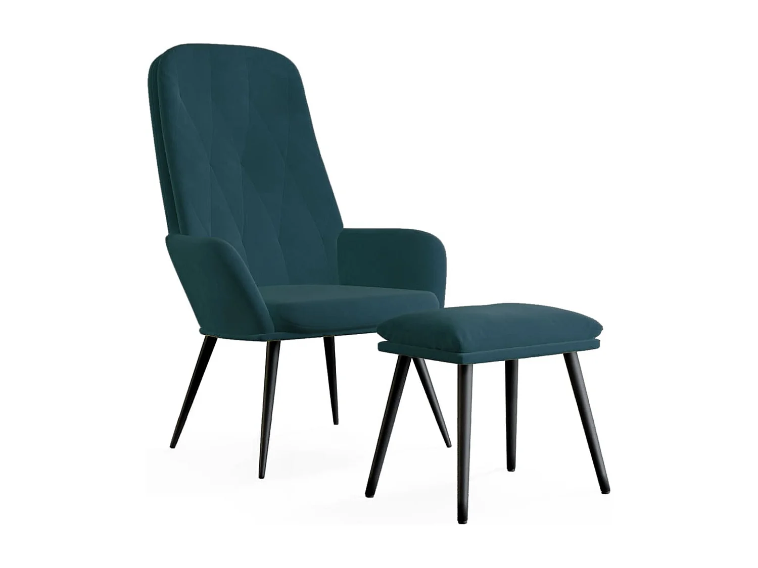 Sillón de relax con taburete terciopelo azul ES772491