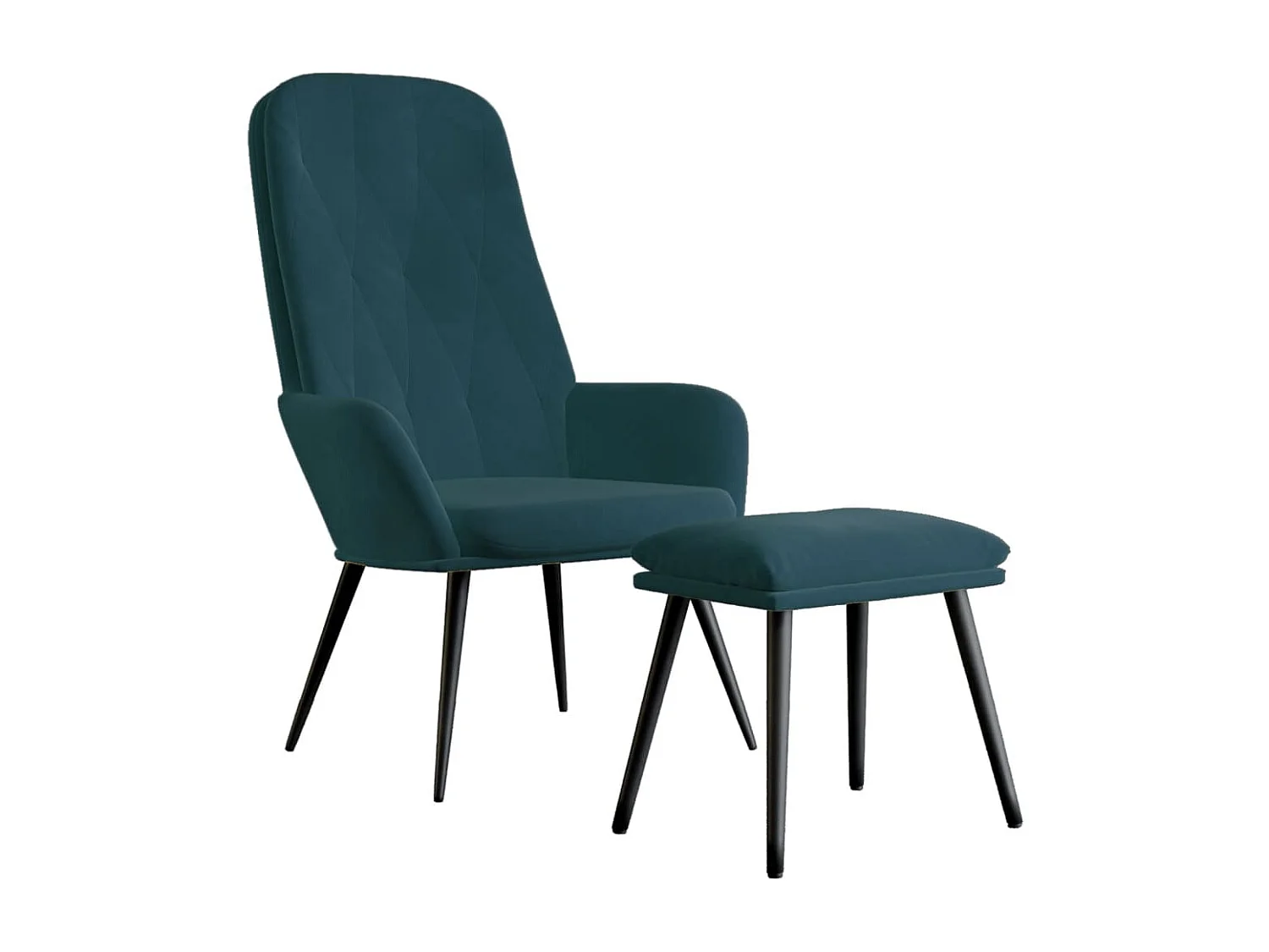 Sillón de relax con taburete terciopelo azul ES772491