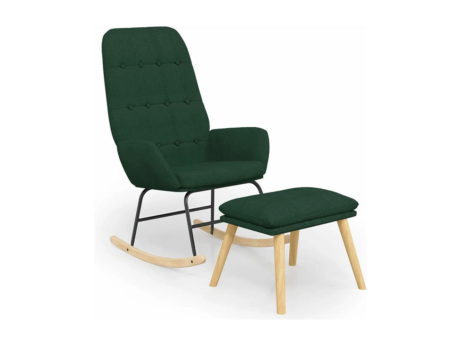 Sillón mecedora con taburete tela verde oscuro ES577896