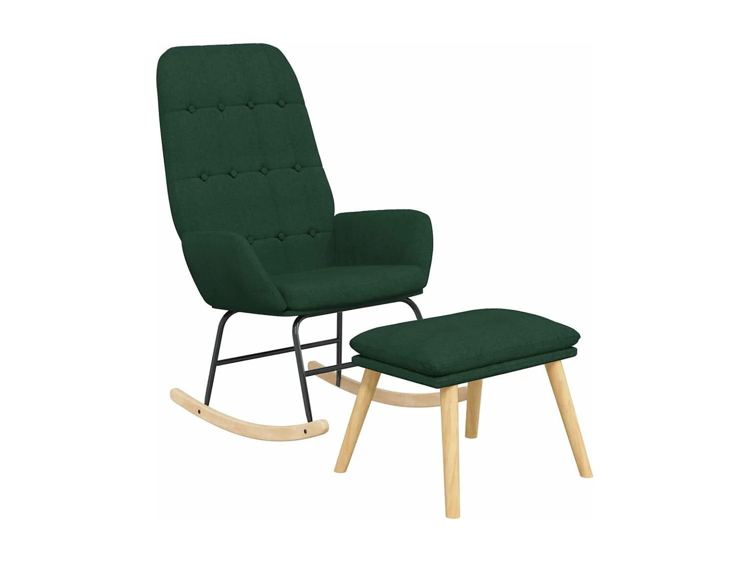 Sillón mecedora con taburete tela verde oscuro ES577896