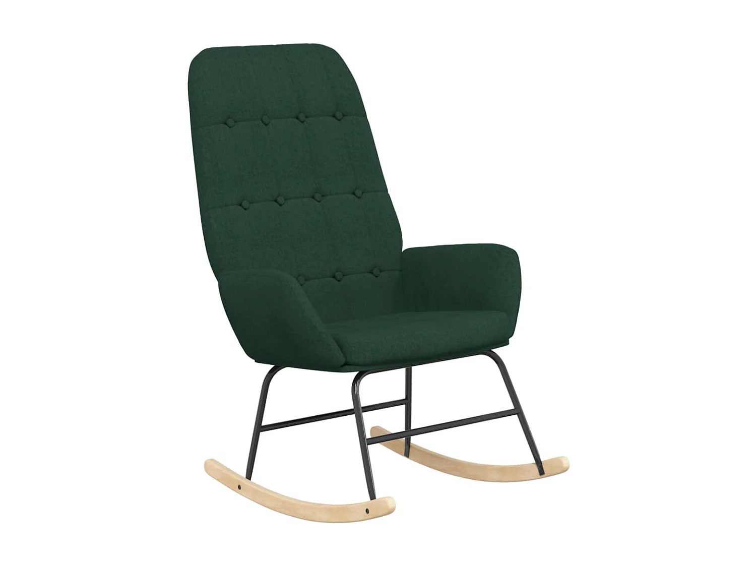 Sillón mecedora con taburete tela verde oscuro ES577896
