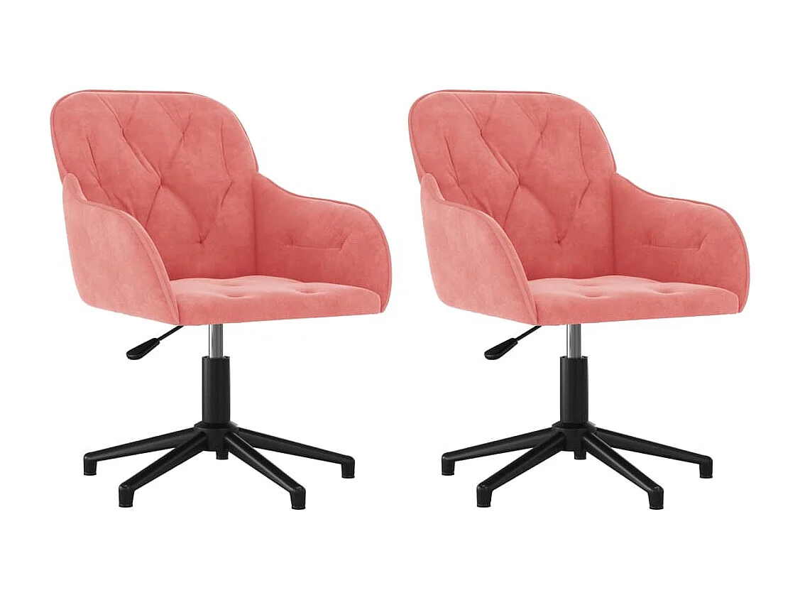 Lot de 2 Chaises pivotantes à manger Rose Velours FR57565
