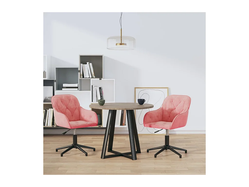 Lot de 2 Chaises pivotantes à manger Rose Velours FR57565