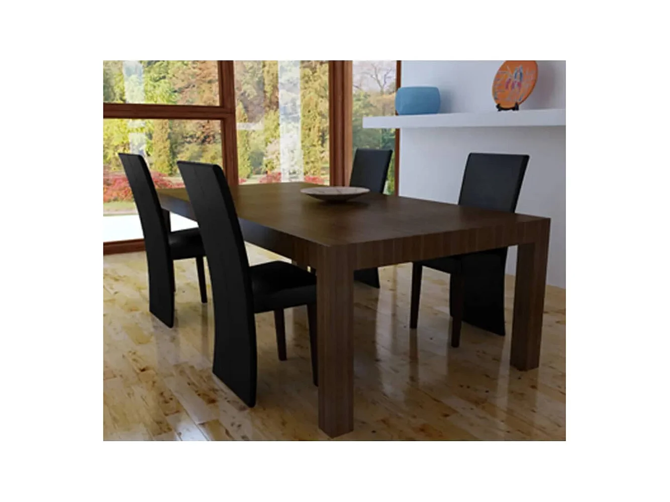 Lot de 4 Chaises à manger noir similicuir FR75583