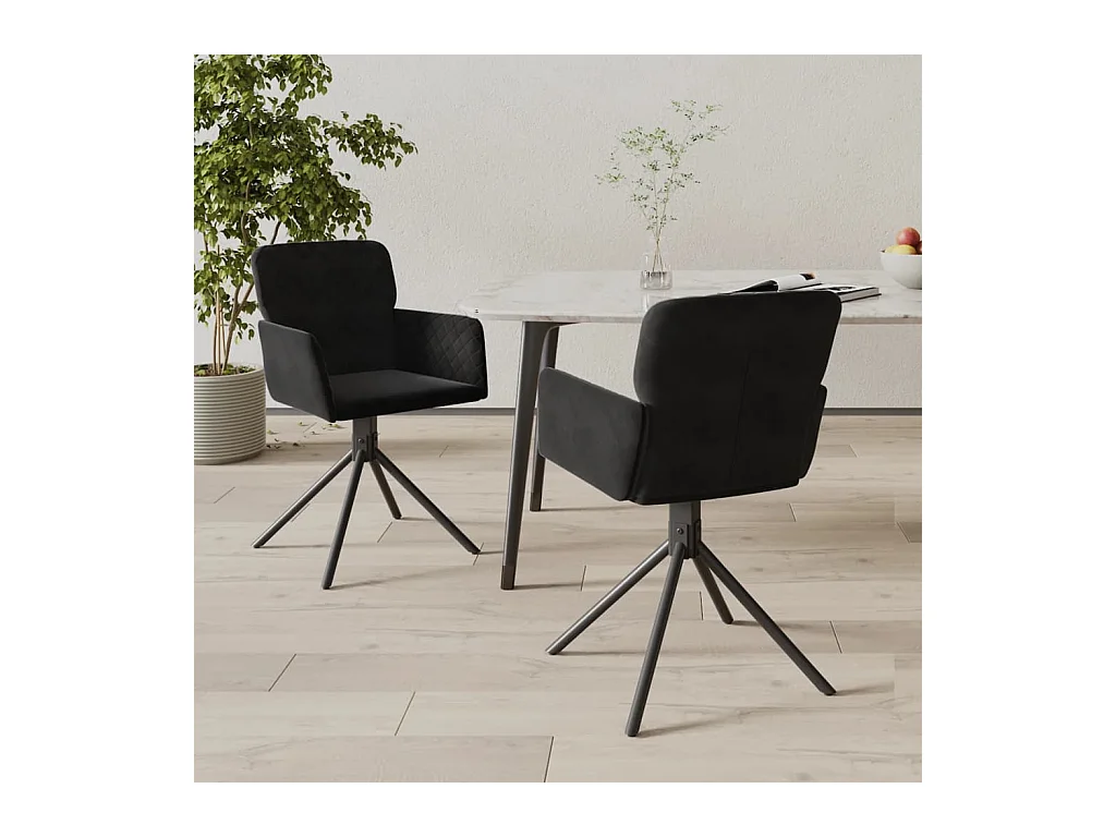 Lot de 2 Chaises pivotantes à manger Noir Velours FR27264