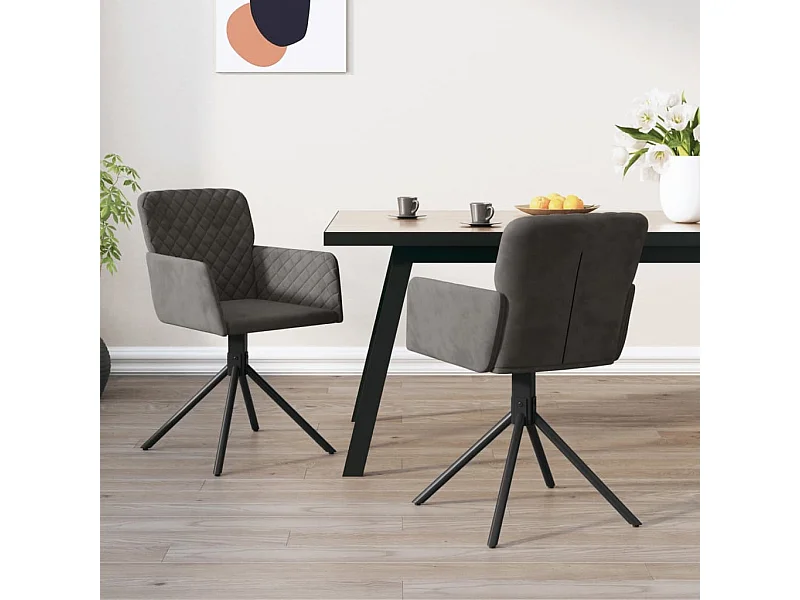 Juego de 2 Sillas de comedor giratorias terciopelo gris oscuro ES262654