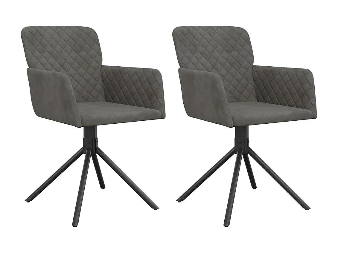 Lot de 2 Chaises pivotantes à manger Gris foncé Velours FR17899
