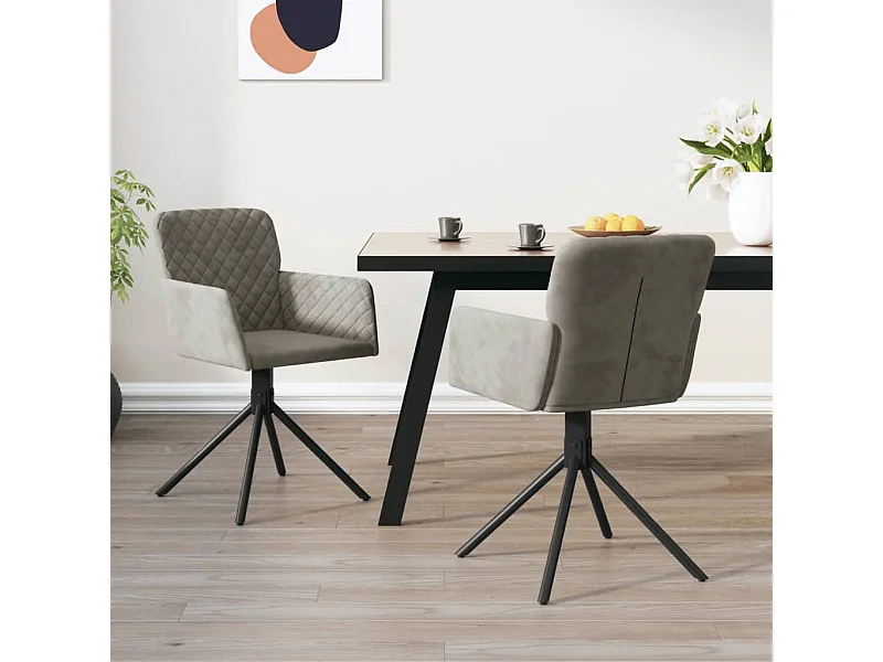 Juego de 2 Sillas de comedor giratorias de terciopelo gris claro ES724499