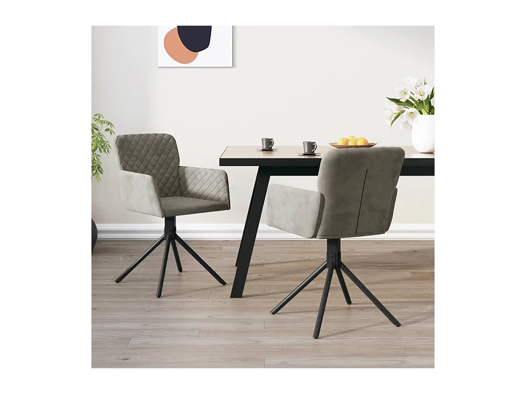 Lot de 2 Chaises pivotantes à manger Gris clair Velours FR54598