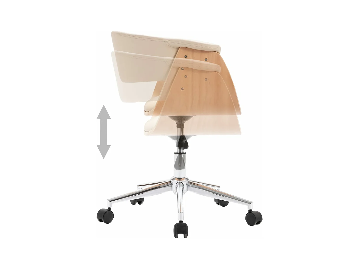 Chaise pivotante à dîner Crème Bois courbé et similicuir FR85923