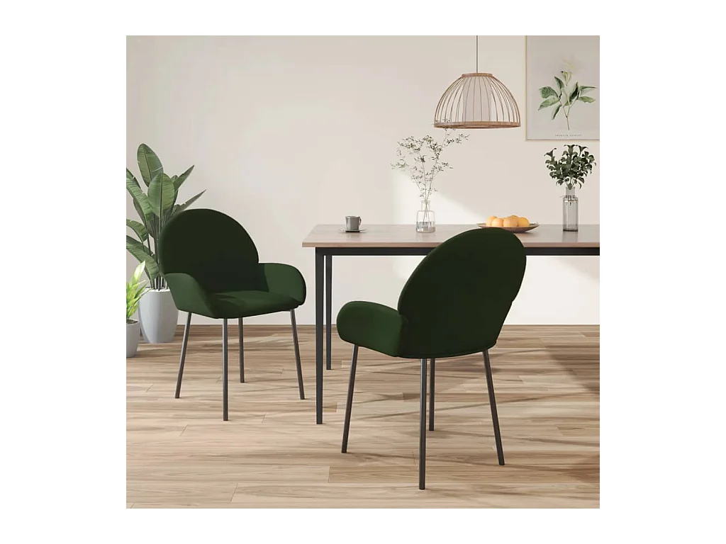 Lot de 2 Chaises à manger Vert foncé Velours FR48274
