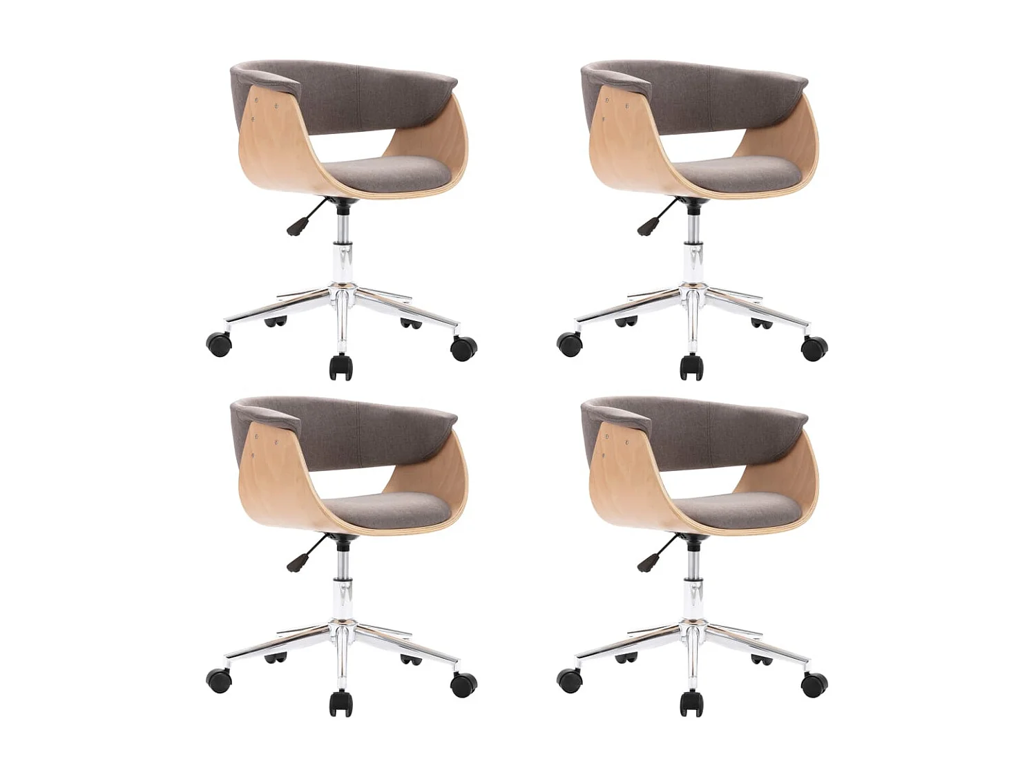 Lot de 4 Chaises pivotantes à manger taupe tissu FR66595