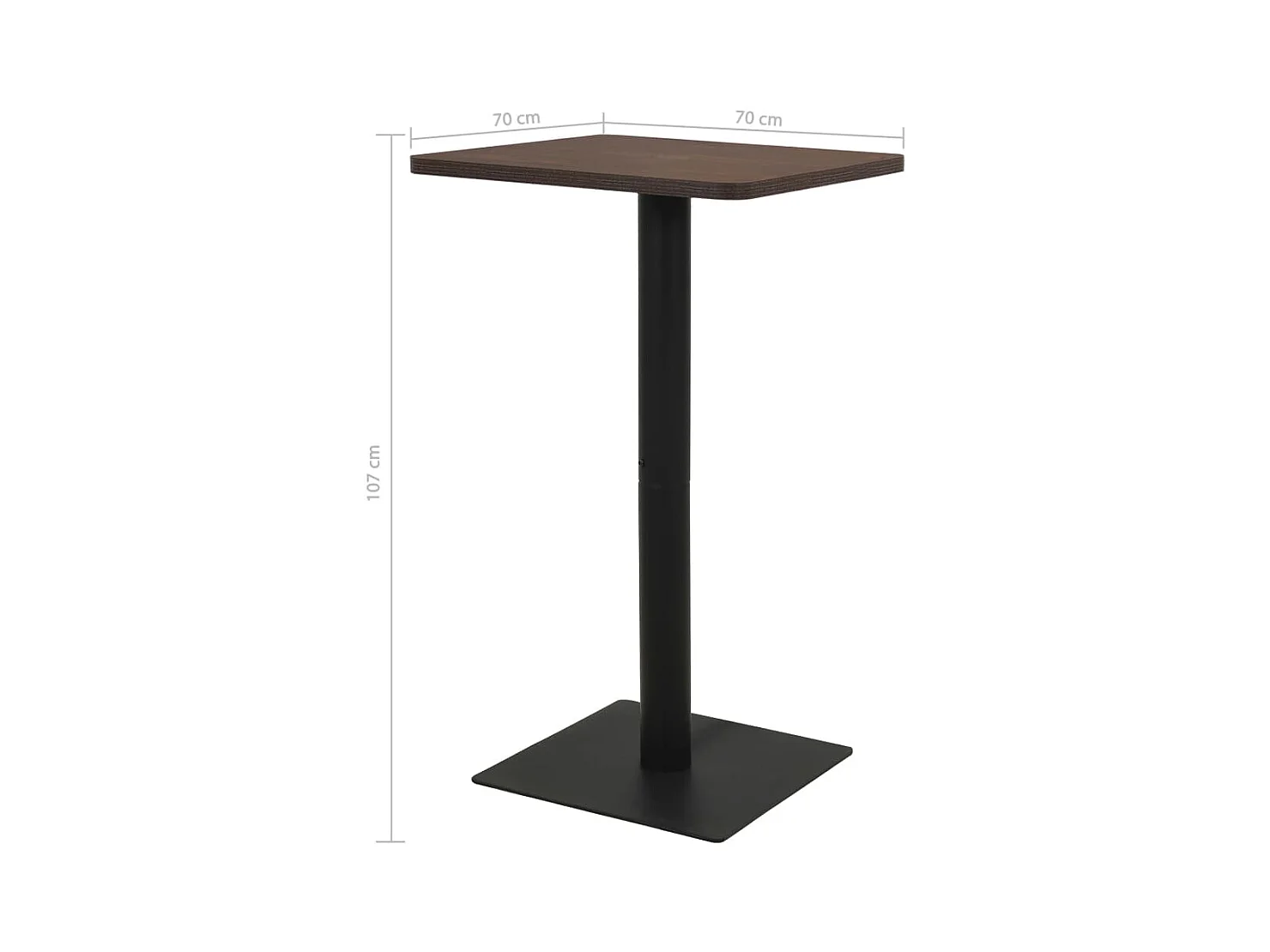 Bistrotafel 70x70x107 cm donkeressenkleurig