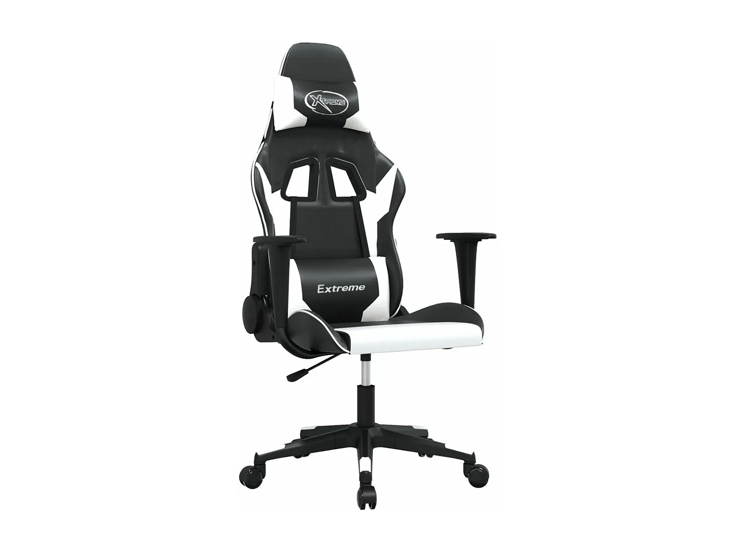 Cadeira gaming massagens couro artificial preto e branco PT858636